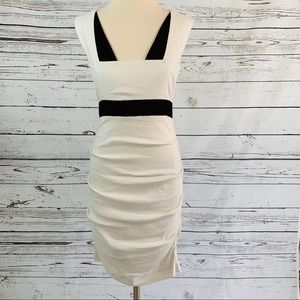 Nicole Miller Artelier white black sheath ruched